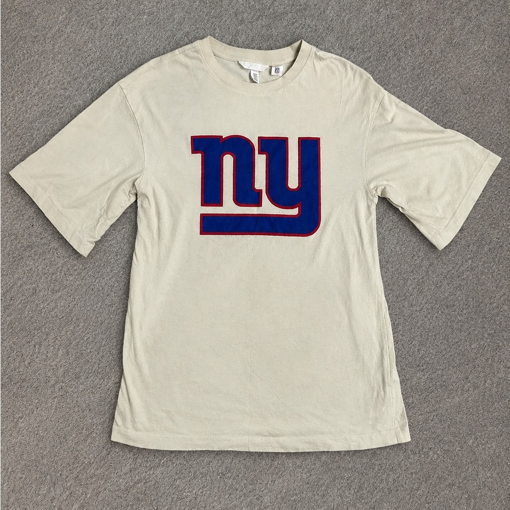 Men's Cream T-Shirt with Blue & Red 'NY' Logo